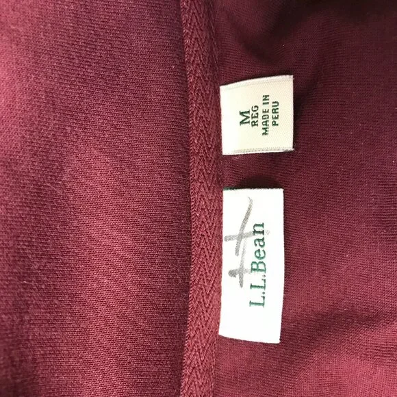 L.L. BEAN - MEN'S MEDIUM - MAROON LONG SLEEVE 1/4 ZIP QUILTED SWEATSHIRT - Picture 7 of 7